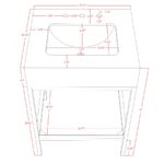 Marmo 24" Engineered Stone Top, Steel And Glass Base Vanity