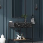 Marmo 30" Engineered Stone Top, Steel And Glass Base Vanity