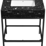 Marmo 30" Engineered Stone Top, Steel And Glass Base Vanity