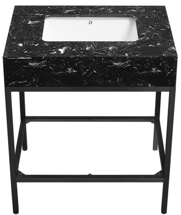 Marmo 30" Engineered Stone Top, Steel And Glass Base Vanity