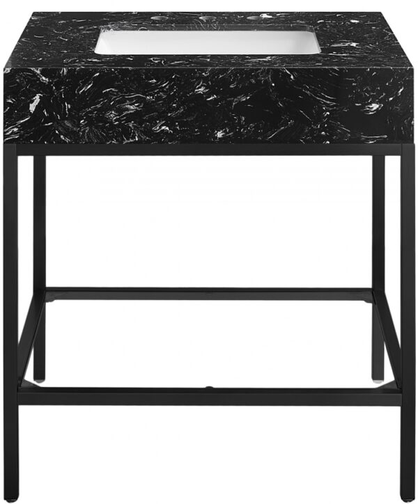 Marmo 30" Engineered Stone Top, Steel And Glass Base Vanity