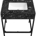 Marmo 30" Engineered Stone Top, Steel And Glass Base Vanity