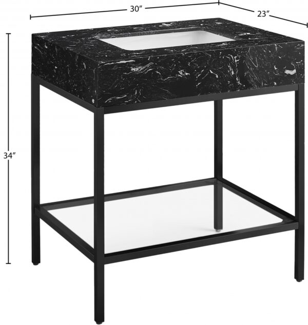 Marmo 30" Engineered Stone Top, Steel And Glass Base Vanity