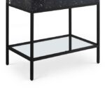 Marmo 36" Engineered Stone Top, Steel And Glass Base Vanity