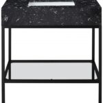 Marmo 36" Engineered Stone Top, Steel And Glass Base Vanity