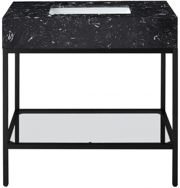 Marmo 36" Engineered Stone Top, Steel And Glass Base Vanity