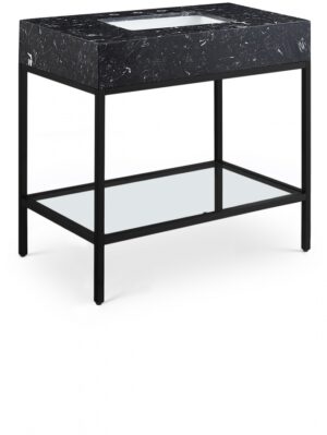 Marmo 36" Engineered Stone Top, Steel And Glass Base Vanity