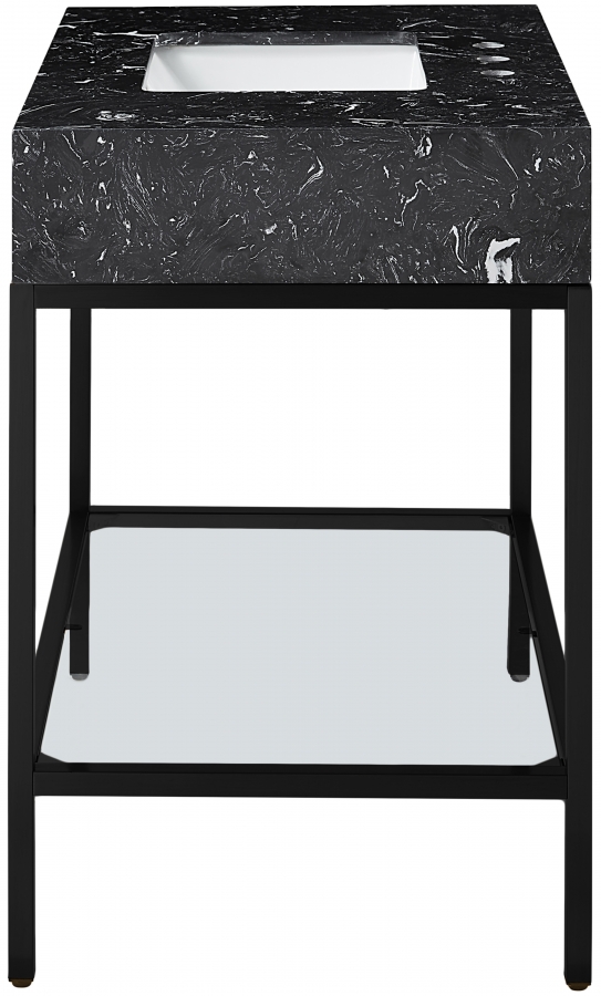 Marmo 36" Engineered Stone Top, Steel And Glass Base Vanity