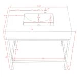 Marmo 36" Engineered Stone Top, Steel And Glass Base Vanity