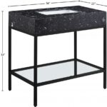 Marmo 36" Engineered Stone Top, Steel And Glass Base Vanity
