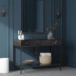 Marmo 48" Engineered Stone Top, Steel And Glass Base Vanity