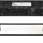 Marmo 48" Engineered Stone Top, Steel And Glass Base Vanity
