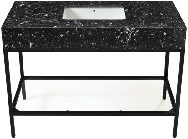 Marmo 48" Engineered Stone Top, Steel And Glass Base Vanity