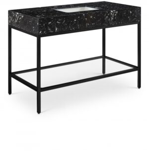 Marmo 48" Engineered Stone Top, Steel And Glass Base Vanity