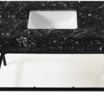 Marmo 48" Engineered Stone Top, Steel And Glass Base Vanity
