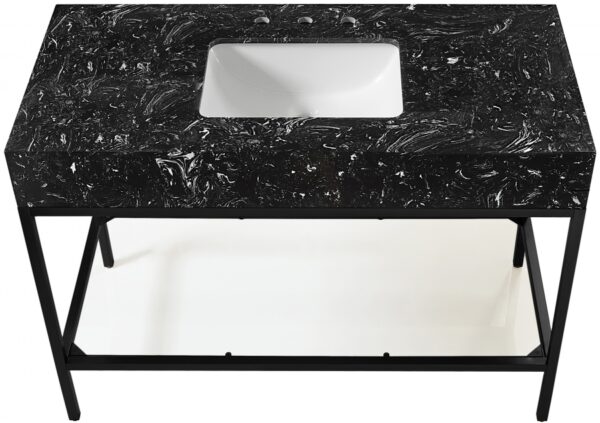 Marmo 48" Engineered Stone Top, Steel And Glass Base Vanity