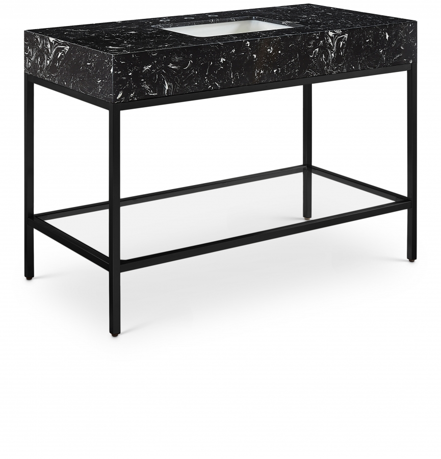 Marmo 48" Engineered Stone Top, Steel And Glass Base Vanity