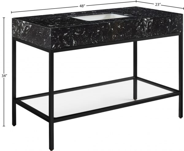 Marmo 48" Engineered Stone Top, Steel And Glass Base Vanity