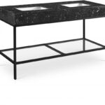 Marmo 60" Engineered Stone Top, Steel And Glass Base Vanity