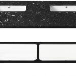 Marmo 60" Engineered Stone Top, Steel And Glass Base Vanity