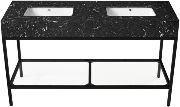 Marmo 60" Engineered Stone Top, Steel And Glass Base Vanity