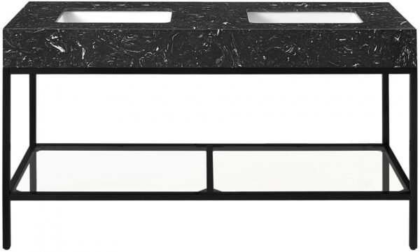 Marmo 60" Engineered Stone Top, Steel And Glass Base Vanity