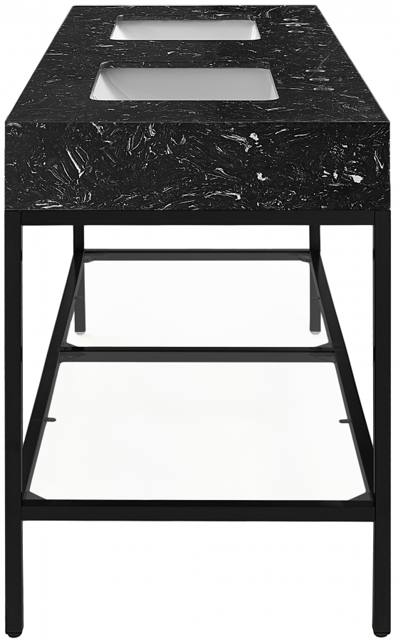 Marmo 60" Engineered Stone Top, Steel And Glass Base Vanity
