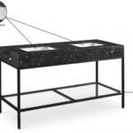 Marmo 60" Engineered Stone Top, Steel And Glass Base Vanity