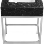 Marmo 24" Engineered Stone Top, Steel And Glass Base Vanity