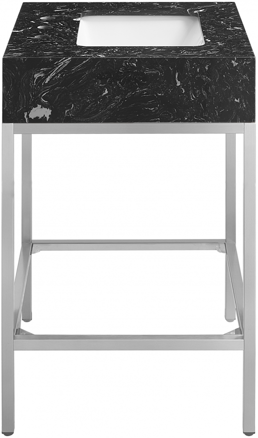 Marmo 24" Engineered Stone Top, Steel And Glass Base Vanity