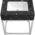 Marmo 24" Engineered Stone Top, Steel And Glass Base Vanity