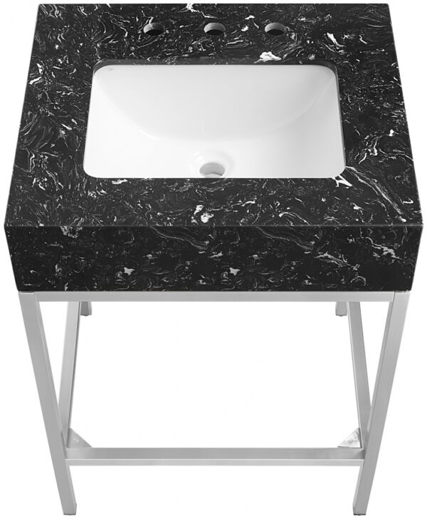 Marmo 24" Engineered Stone Top, Steel And Glass Base Vanity