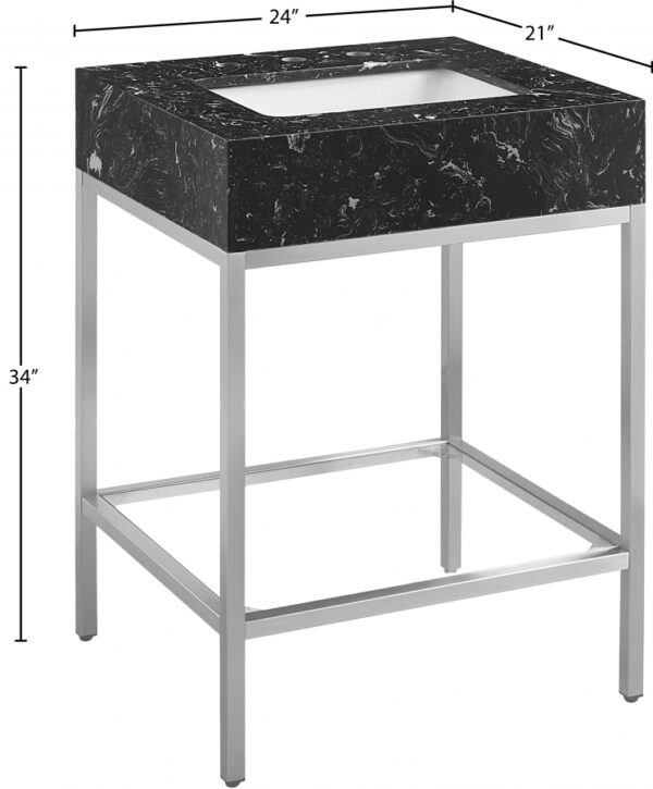 Marmo 24" Engineered Stone Top, Steel And Glass Base Vanity