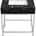 Marmo 30" Engineered Stone Top, Steel And Glass Base Vanity