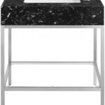 Marmo 30" Engineered Stone Top, Steel And Glass Base Vanity