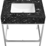 Marmo 30" Engineered Stone Top, Steel And Glass Base Vanity