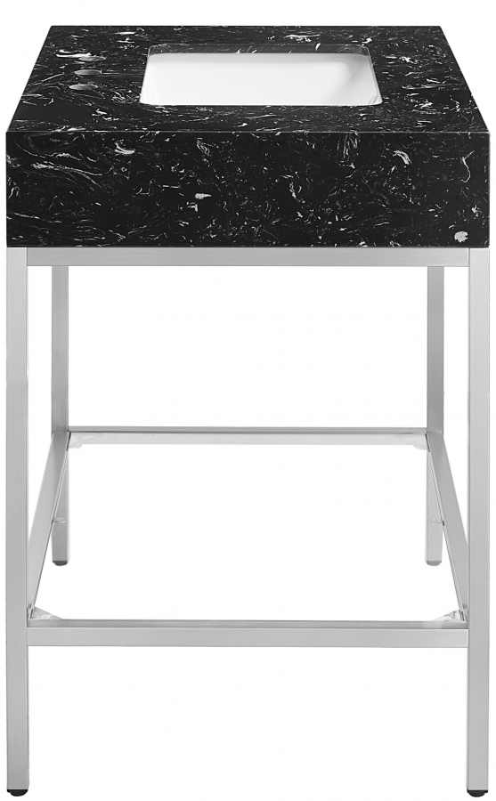 Marmo 30" Engineered Stone Top, Steel And Glass Base Vanity