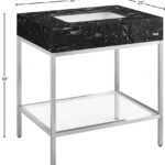 Marmo 30" Engineered Stone Top, Steel And Glass Base Vanity