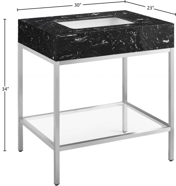 Marmo 30" Engineered Stone Top, Steel And Glass Base Vanity