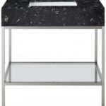 Marmo 36" Engineered Stone Top, Steel And Glass Base Vanity