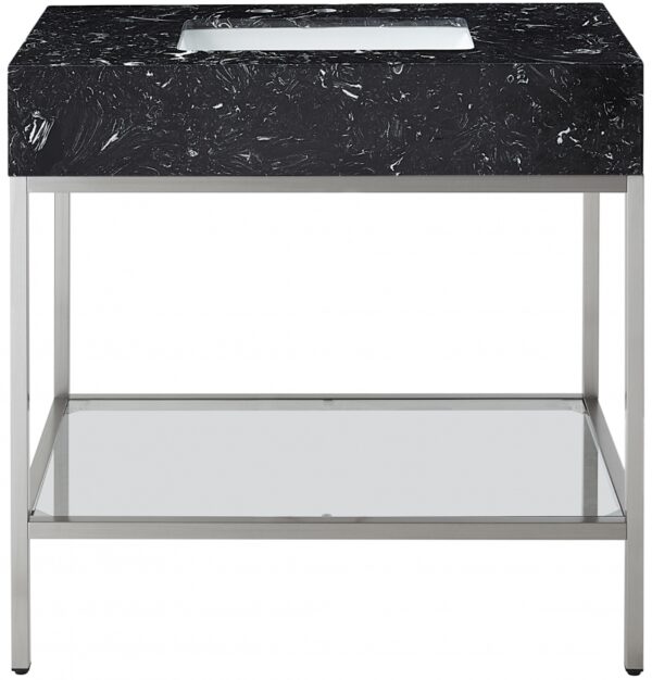 Marmo 36" Engineered Stone Top, Steel And Glass Base Vanity