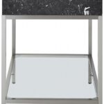 Marmo 36" Engineered Stone Top, Steel And Glass Base Vanity