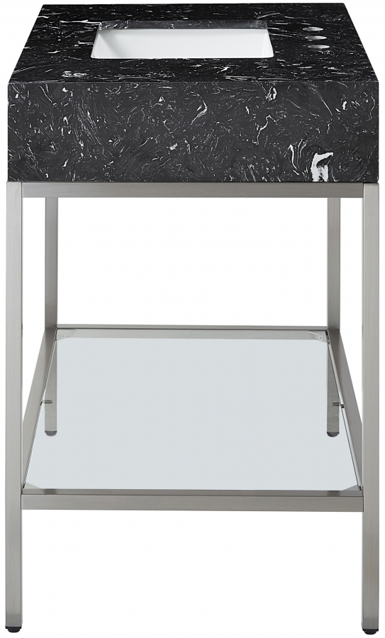 Marmo 36" Engineered Stone Top, Steel And Glass Base Vanity