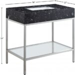 Marmo 36" Engineered Stone Top, Steel And Glass Base Vanity