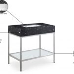 Marmo 36" Engineered Stone Top, Steel And Glass Base Vanity
