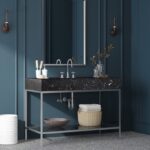 Marmo 48" Engineered Stone Top, Steel And Glass Base Vanity