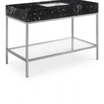 Marmo 48" Engineered Stone Top, Steel And Glass Base Vanity
