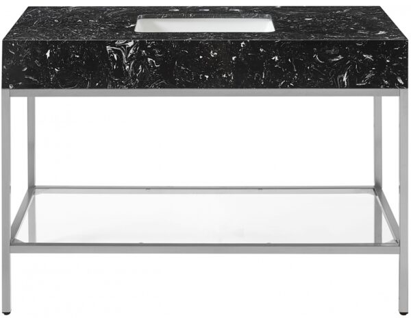 Marmo 48" Engineered Stone Top, Steel And Glass Base Vanity