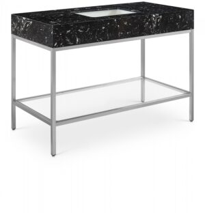 Marmo 48" Engineered Stone Top, Steel And Glass Base Vanity