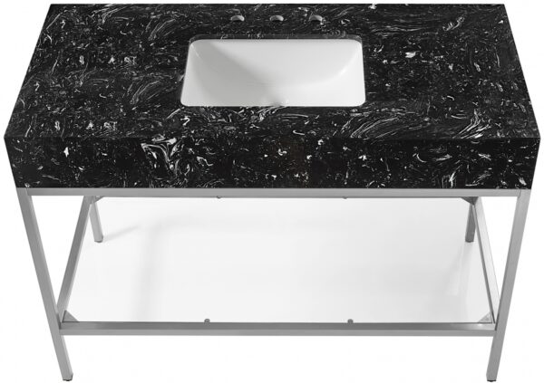 Marmo 48" Engineered Stone Top, Steel And Glass Base Vanity